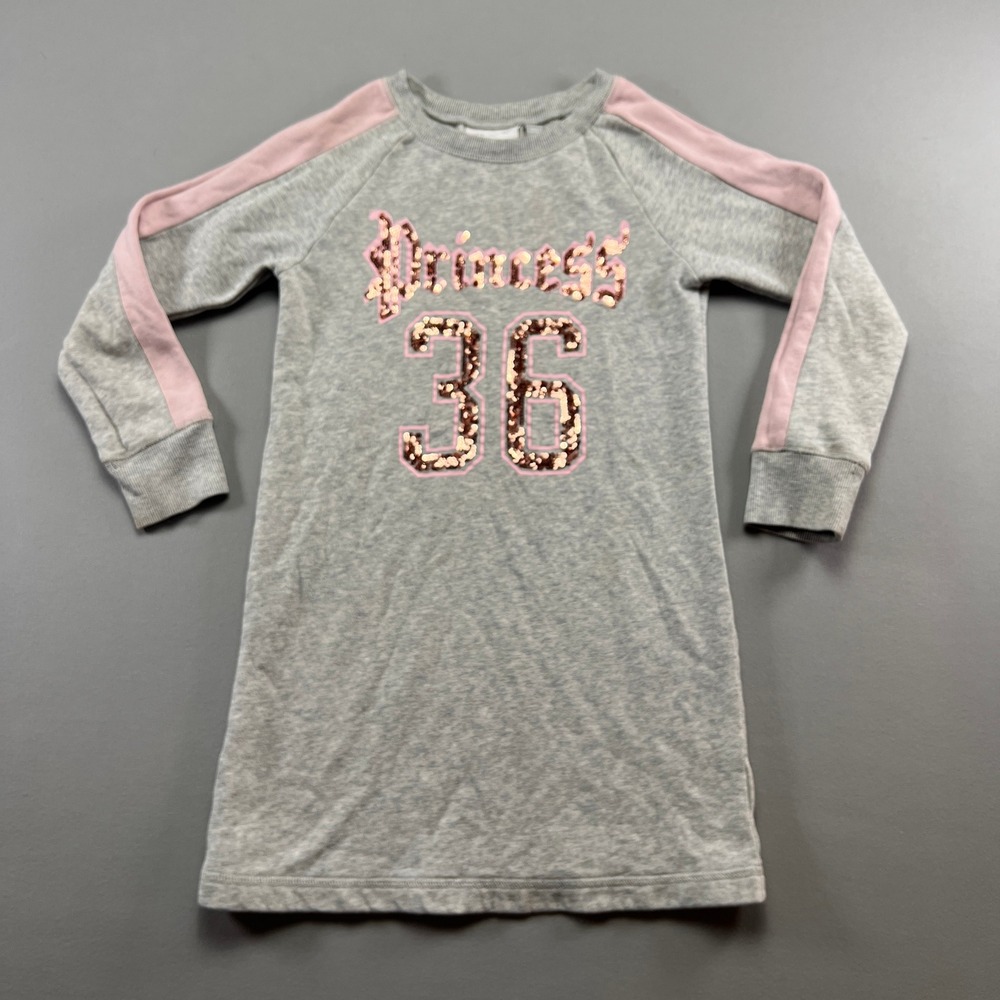 The Children's Place Sweatshirt Dress Girls Medium (7/8) Gray Princess 36 Sequin
